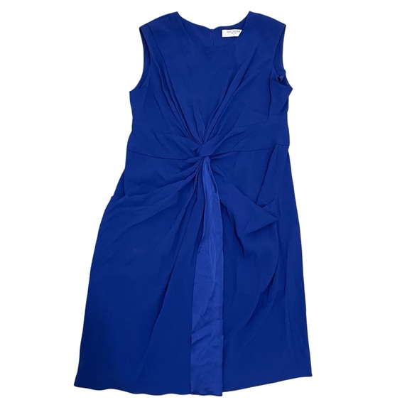 M.M. LaFleur Blue Taylor Dress Women’s +1 Twist Knot Front Pocket Office Chic - Picture 7 of 9